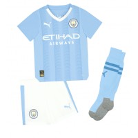 Camisa de time de futebol Manchester City Jeremy Doku #11 Replicas 1º Equipamento Infantil 2023-24 Manga Curta (+ Calças curtas)